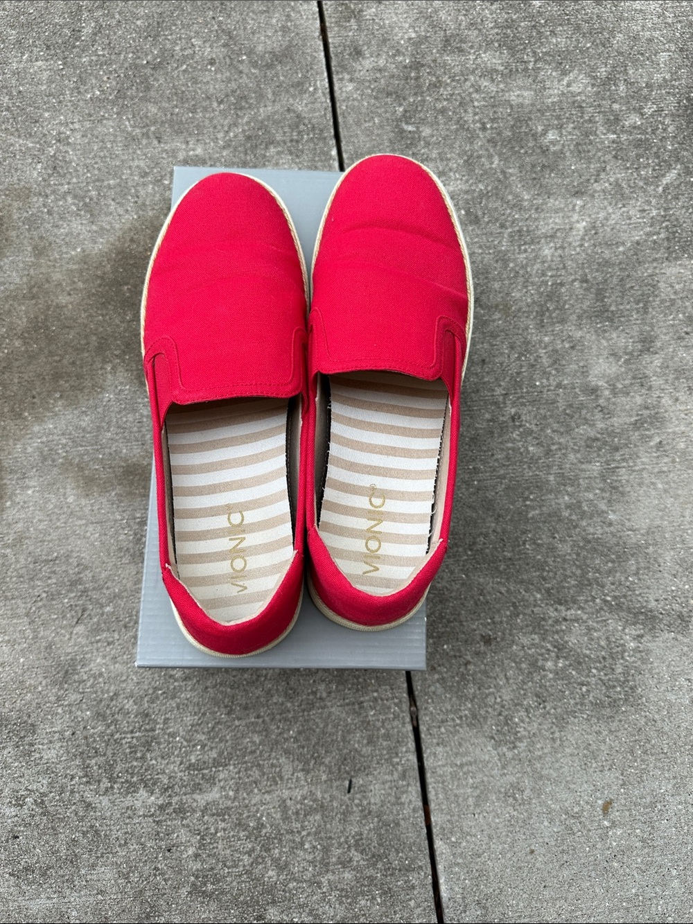 Vionic Bright Red Canvas Slip-On Moccasins